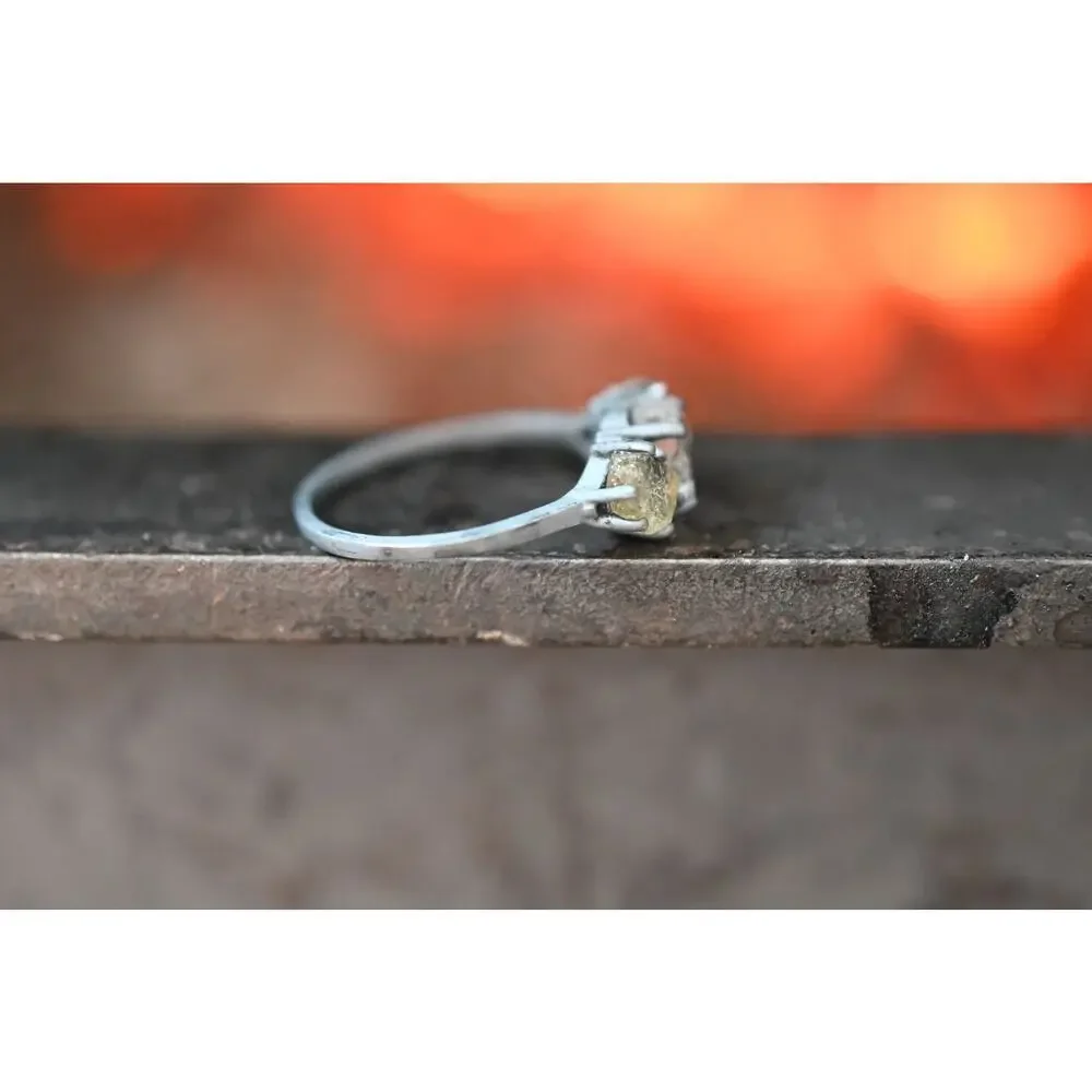 Unique Engagement Ring Raw Diamond Ring Raw Sapphire Ring